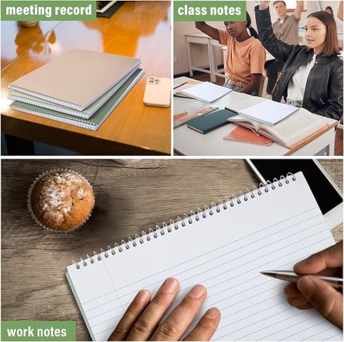 Miniatura 6 de 12 piezas de 8.5 x 11 pulgadas, libro de esteno en espiral, papel blanco con rayas universitarias, 70 hojasbloc, cubiertas de colores pastel para