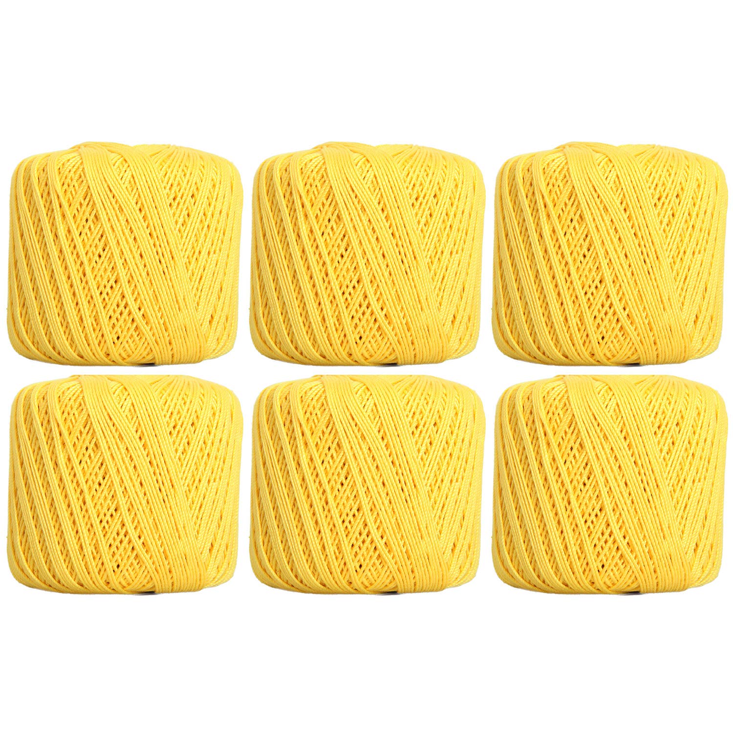ThreadArt 100% Cotton Crochet Thread Size 3, 6 Ball Pack, Yellow 43