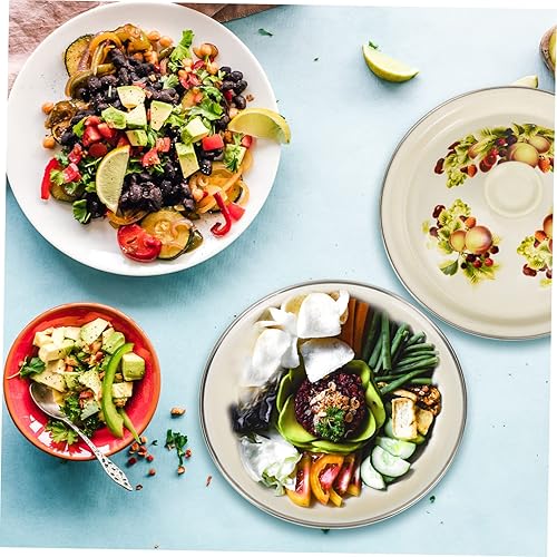 Miniatura 9 de RORPOIR Recipientes de lavabo con tapa de esmalte Cuenca de sopa de esmalte Cuencos para mezclar cuencos de alimentos Ensaladera de acero inoxidable