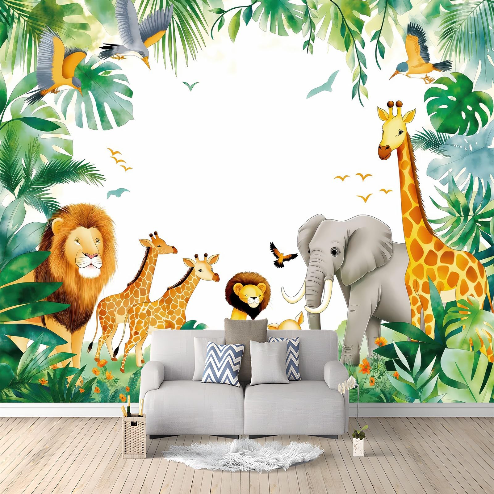 Papier peint panoramique intissé 250 x 175 cm revêtement mural pour salon design lion