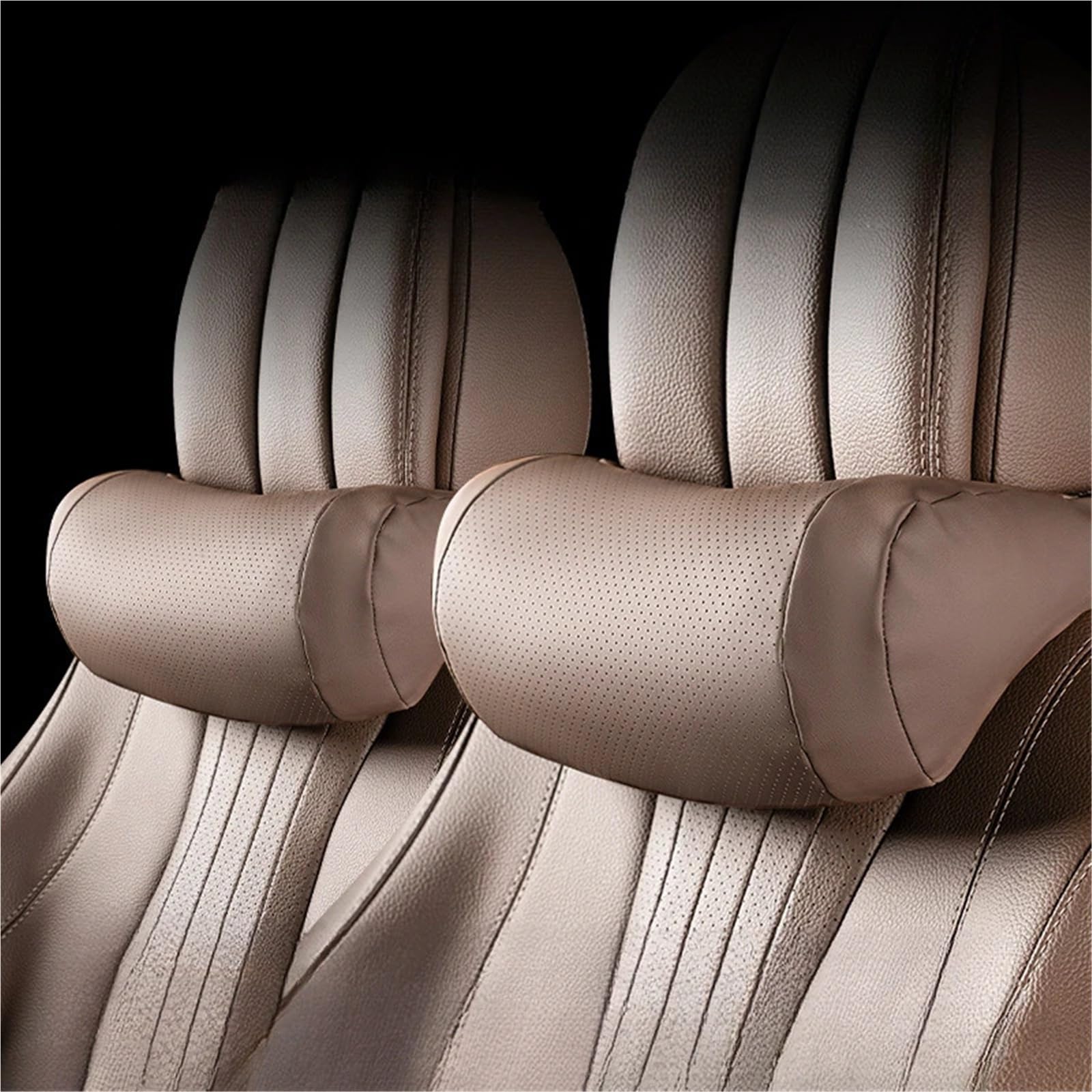 Car Pillow Almohada Cuero Soporte Cuello Coche Cojín Reposacabezas Asiento Coche Algodón PP Funda Protectora Universal Cabeza Interior Lumbar Supports Cushion(A1)