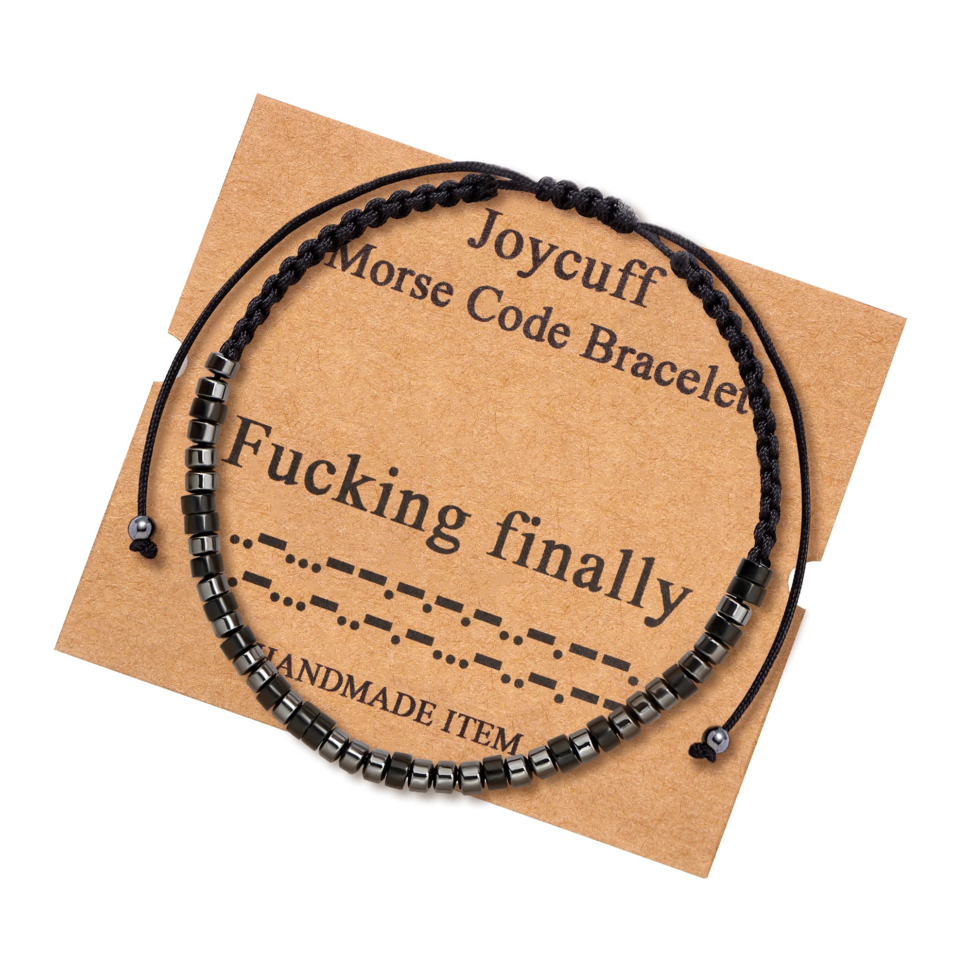 JoycuFF Morse Code Bracelets for Women Funny Inspirational Jewelry Christmas Birthday Gifts fo Mom Daughter Sister Best Friend Unique Motivational Handmade Weave Jewelry