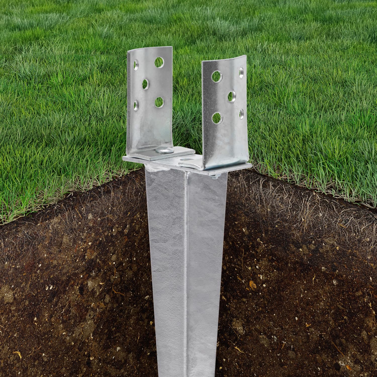 Soporte Para Poste De Madera KOTARBAU® - Acero Galvanizado, 80 Mm (750 Mm De Altura)