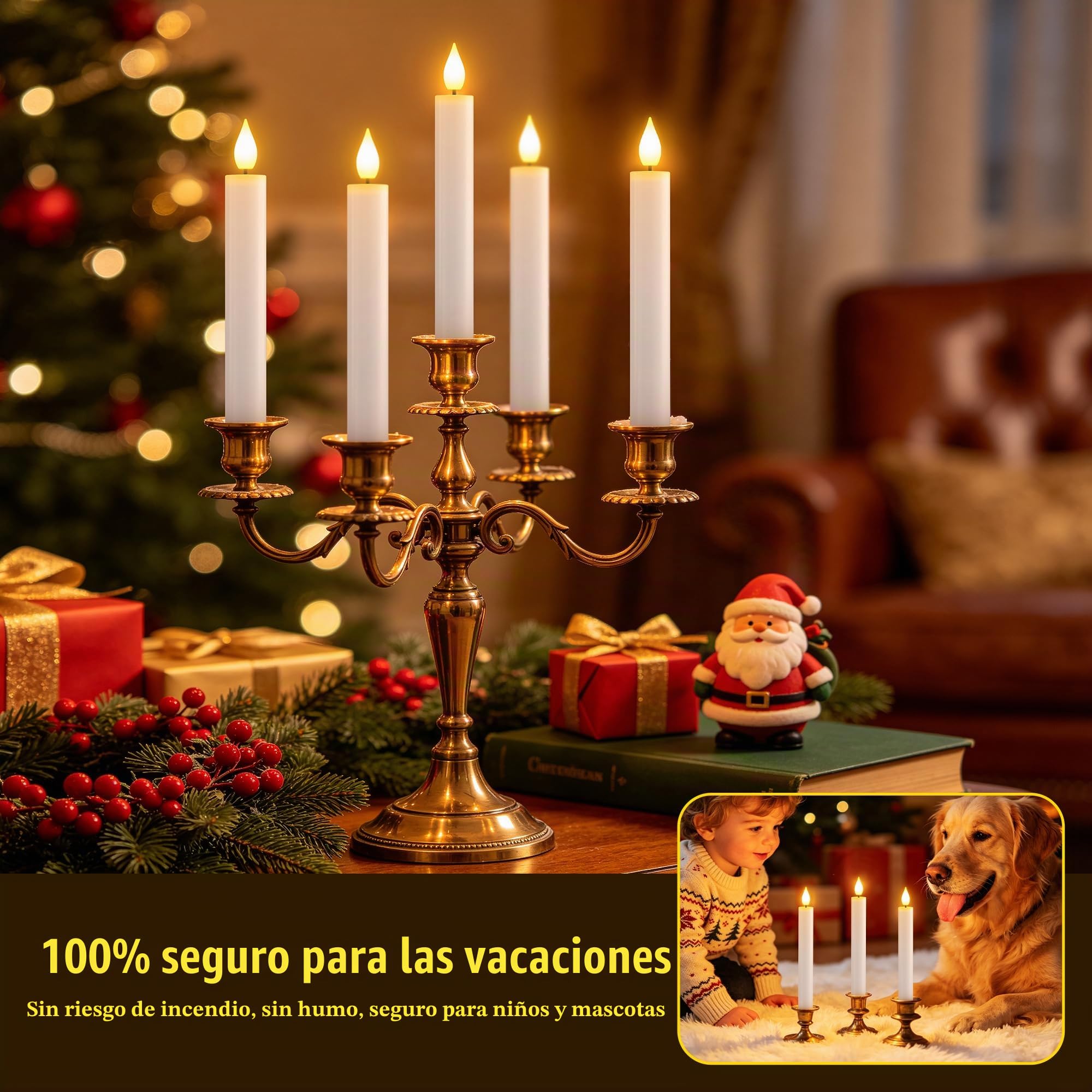 SoulBay 10 piezas Velas LED Efecto Llama Recargables USB, 17 cm Velas Luces LED con Control Remoto y Temporizador, Decorativas Velas Eléctricas para Cuadros Salon Hogar Decoracion Halloween Navidad | Velas LED de 17 cm, llama parpadeante, velas eléctricas