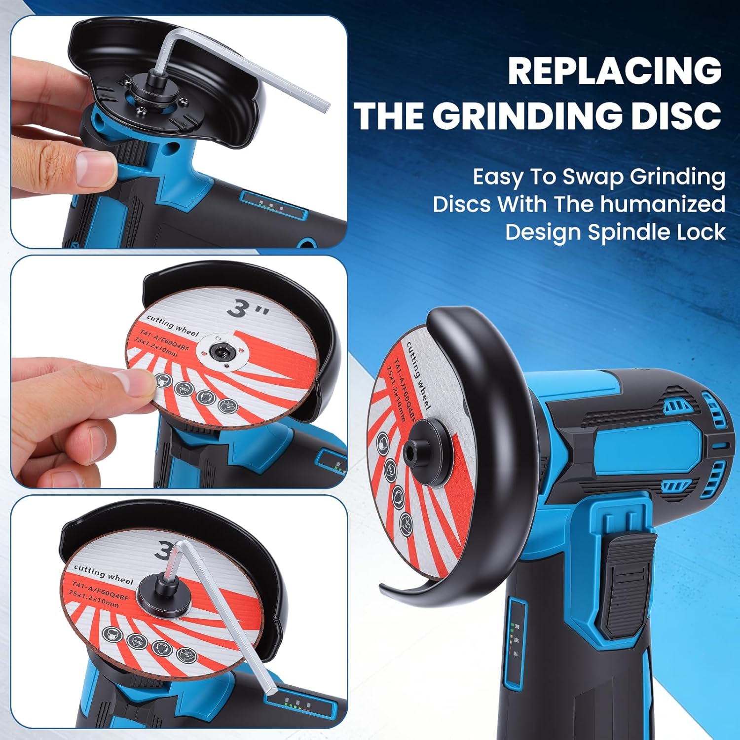 Cordless Brush Angle Grinder Kit,19500rpm Mini Electric Angle Grinding Tool, 550W Grinder Handheld Cutter for Cutting with 2 pcs 12V 1500mAh Batteries, for Metal/Wood Cutting and Grinding