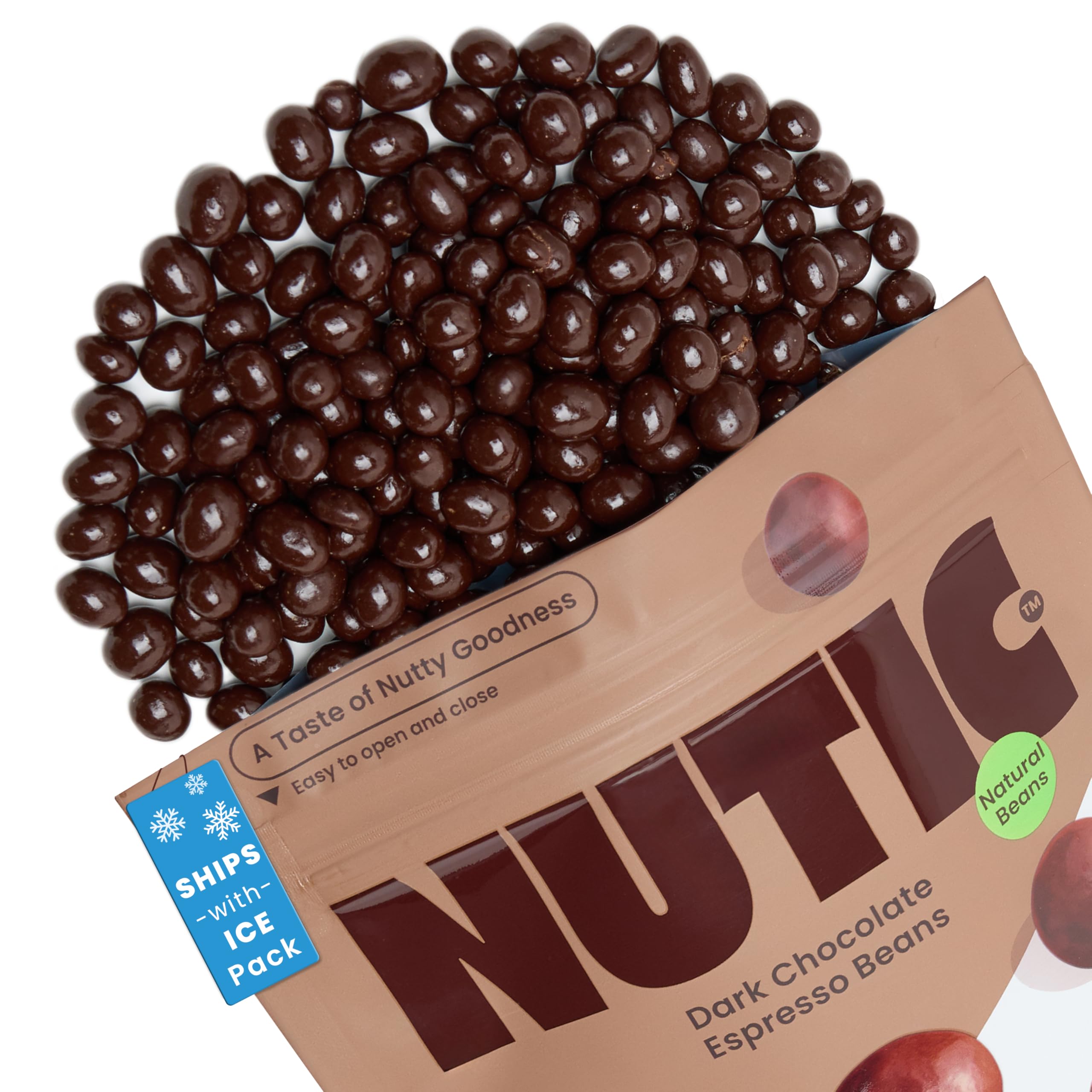 Nutic Gourmet Dark Chocolate Covered Espresso Beans | 1 Lb | Dark Chocolate Coffee Beans | Bulk Chocolate Espresso Candy