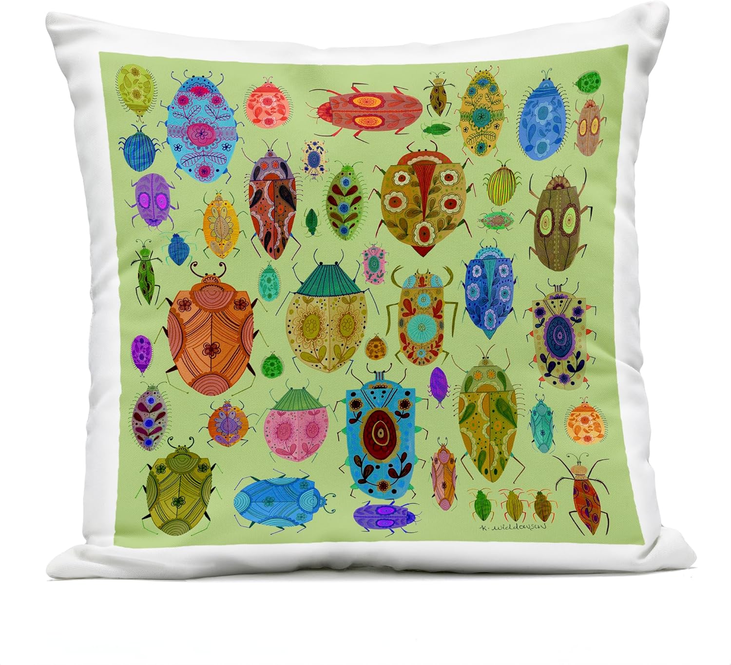 Stupell Industries Flowery Bugs & Insects Outdoor Printed Throw Pillow, 18 x 7 x 18, Green