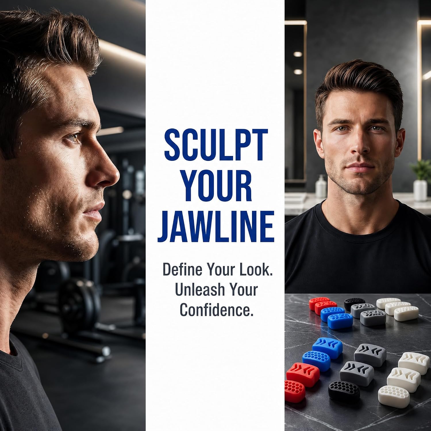 Jaw Exerciser for Men & Women,(12 pcs)2 models 3 Resistance Levels,BPA Free Silicone jawline exerciser,Jaw Trainer for Beginners, Intermediate & Advanced Users (White,Gray&Black)