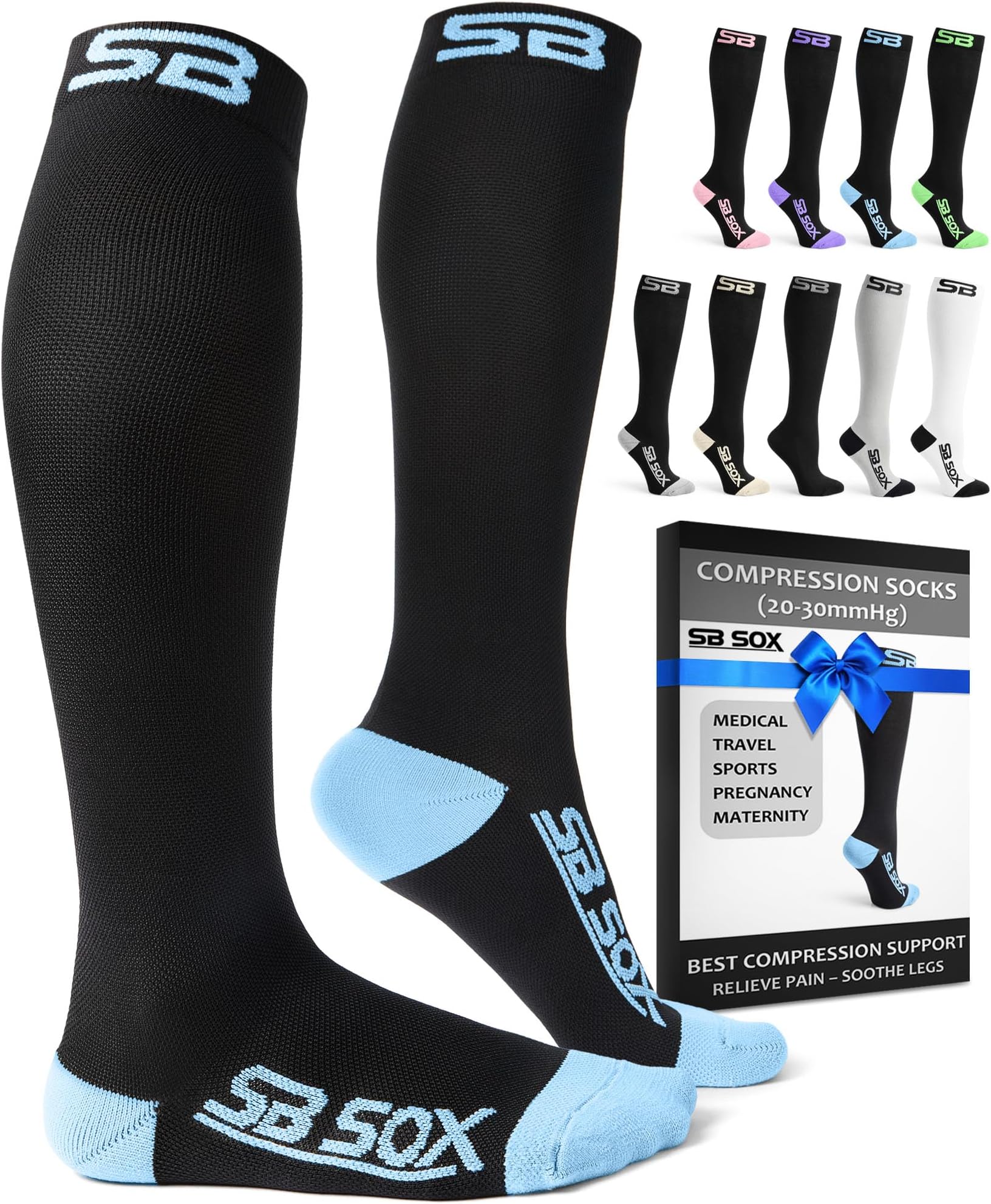 Compression Socks for Men & Women (20-30mmHg) – Best Compression Socks for Flying, Medical, Sports, Wide Calf Fit, and Daily Wear