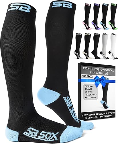 Miniatura 12 de SB SOX - Calcetines de compresión (20-30 mmHg) para hombres y mujeres - Calcetines de compresión para usar todo el día, mejoran el flujo sanguíneo