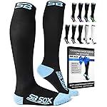 SB SOX Compression Socks for Men & Women (20-30 mmHg) - Best Support Stockings for Travel, Medical, and Sports - Perfect for Everyday Wear (Medium, Black/Blue)