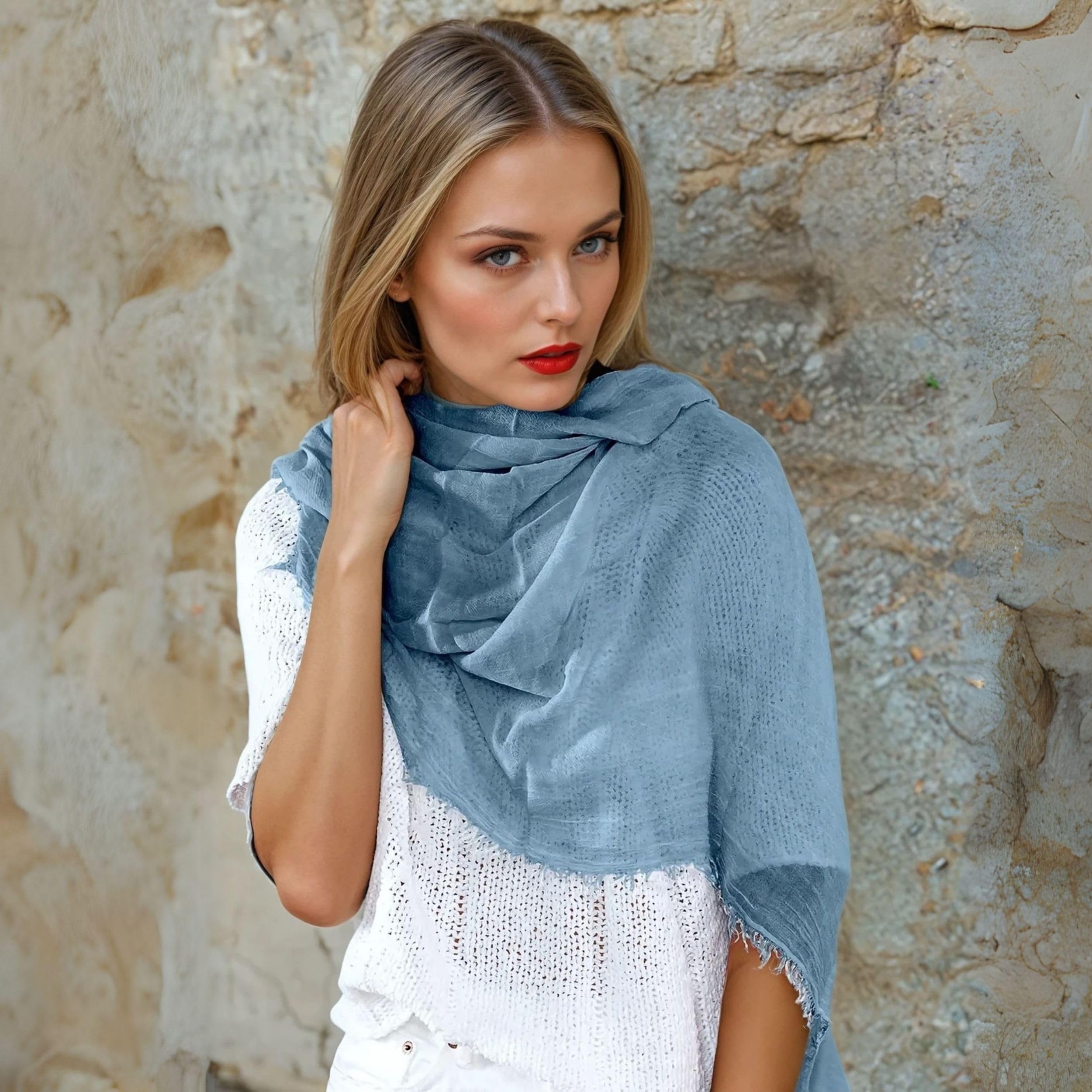 Sciarpa Donna in Fibra di Bamboo Primavera Estate MADE IN ITALY - Foulard Sciarpa Donna Leggera e Traspirante