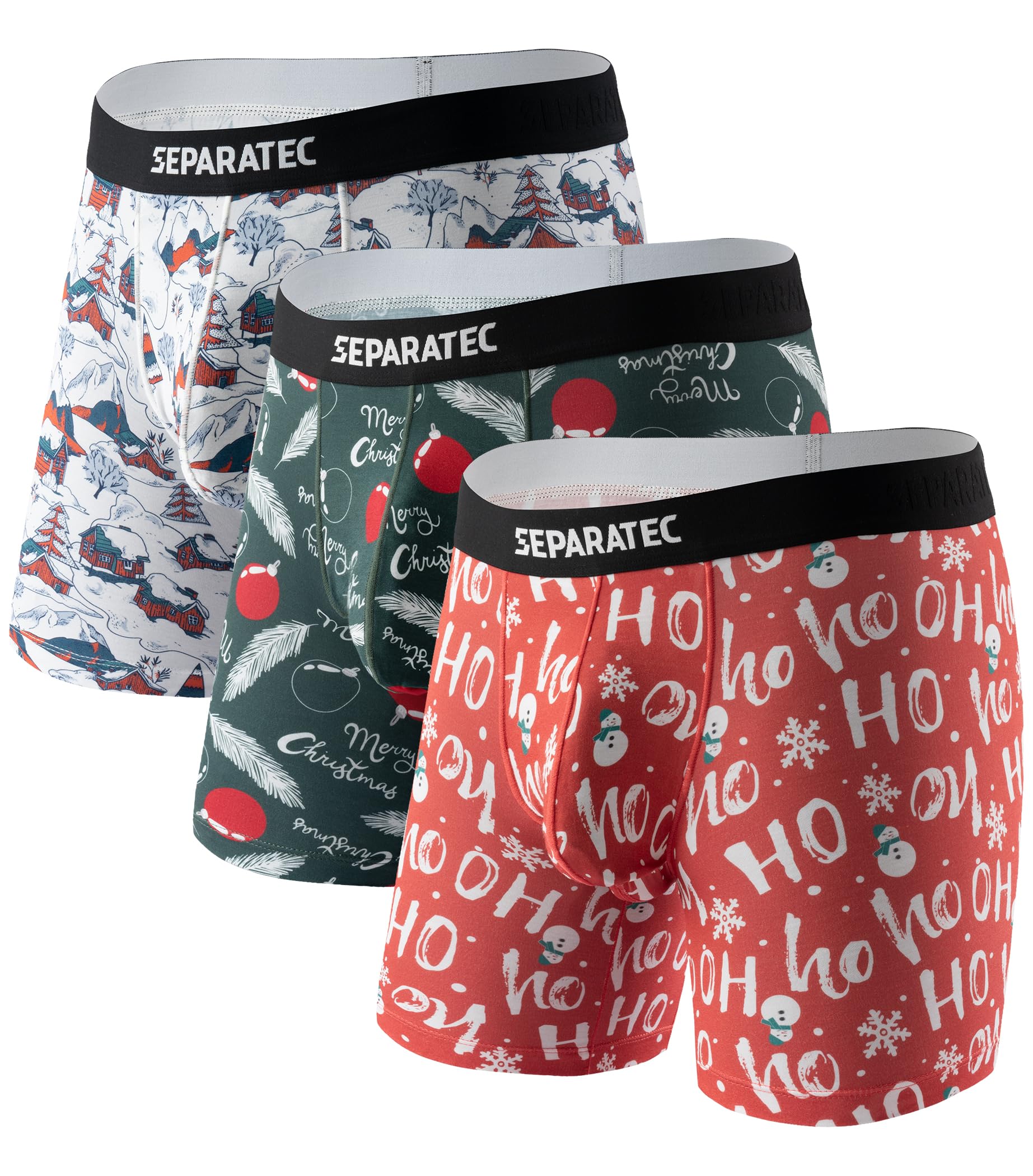 Separatec Christmas Underwear For Men Dual Pouch Boxer Briefs Comfy Soft & Moisture Wicking Rayon From Bamboo Underwear men