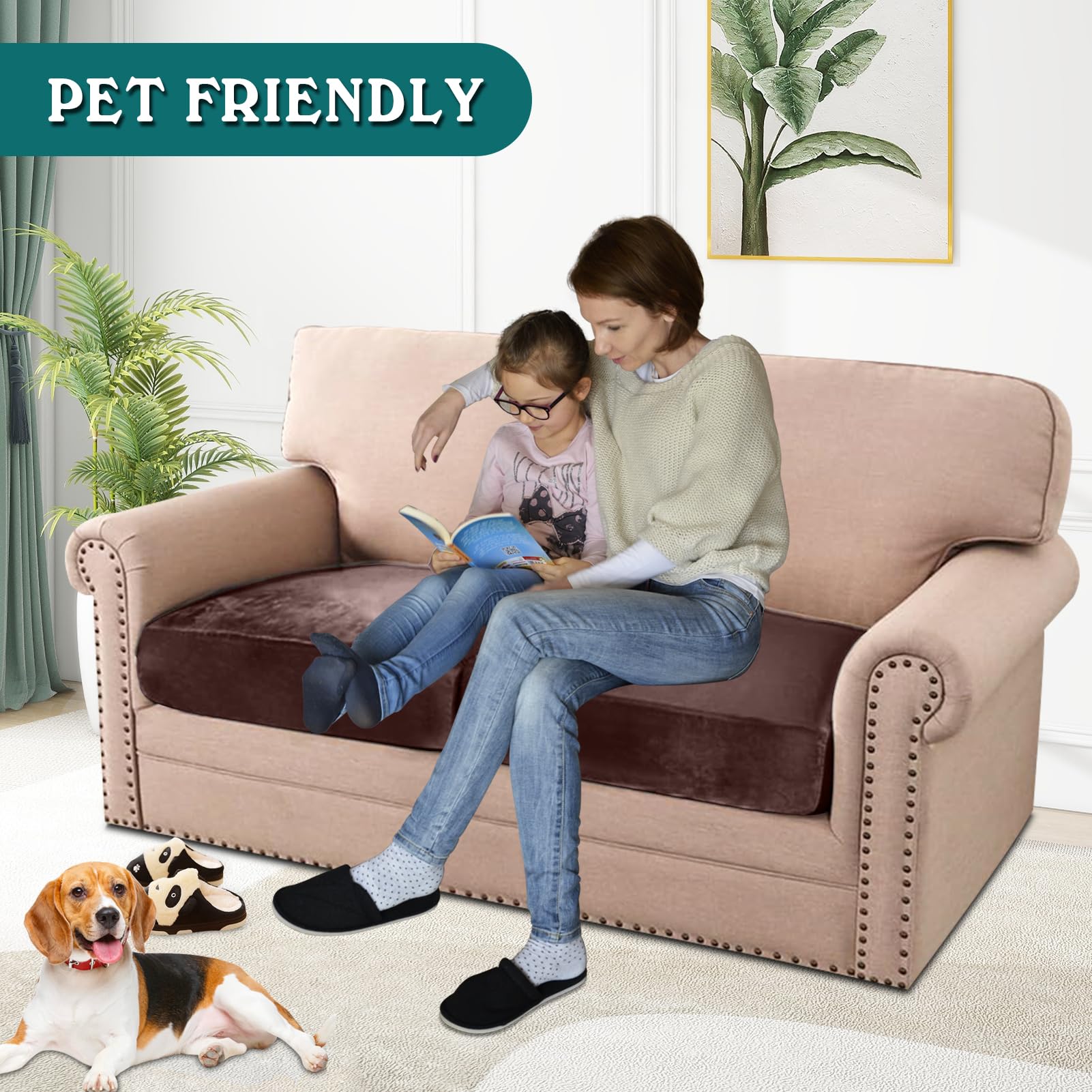 BXFUL Stretch Velvet Sofa Seat Cushion Cover, Removable Sofa Couch Covers with Elastic Bottom - Image 4