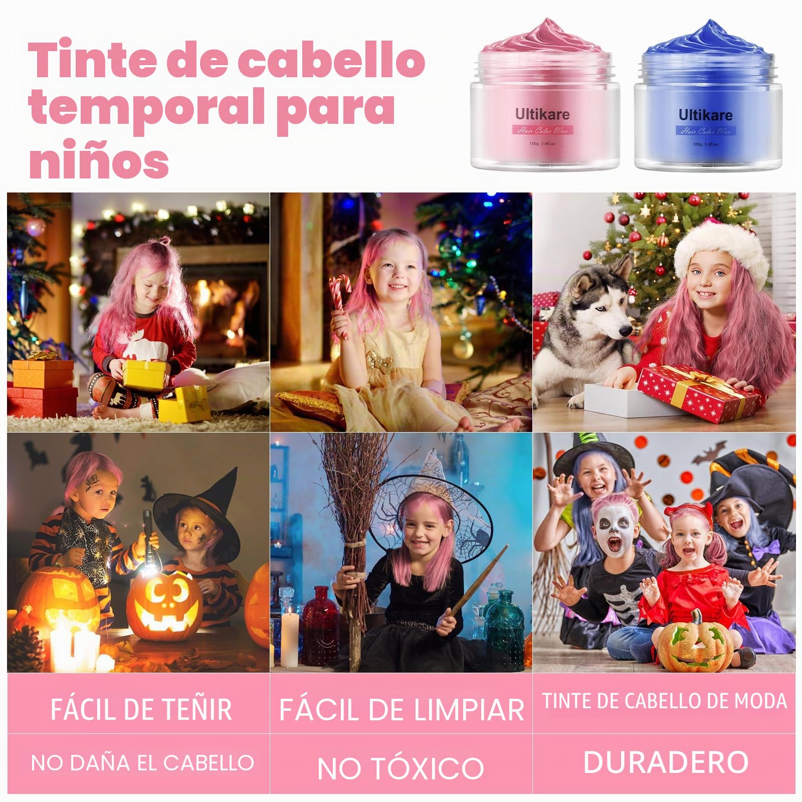 Cera de color para el cabello, cera temporal para el cabello, crema instantánea para el cabello, lavable, pomada de color natural, para hombres y mujeres, para fiestas, cosplay y Halloween