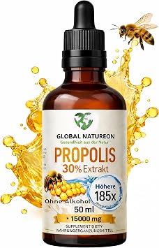Propolis in Water Solution Extract 30% Alcohol Free Large Bottle 50 ml Tincture Suitable for Children & Animals Polyphenols Flavonoids and Bioflavonoids 100% Natural Alcohol-Free