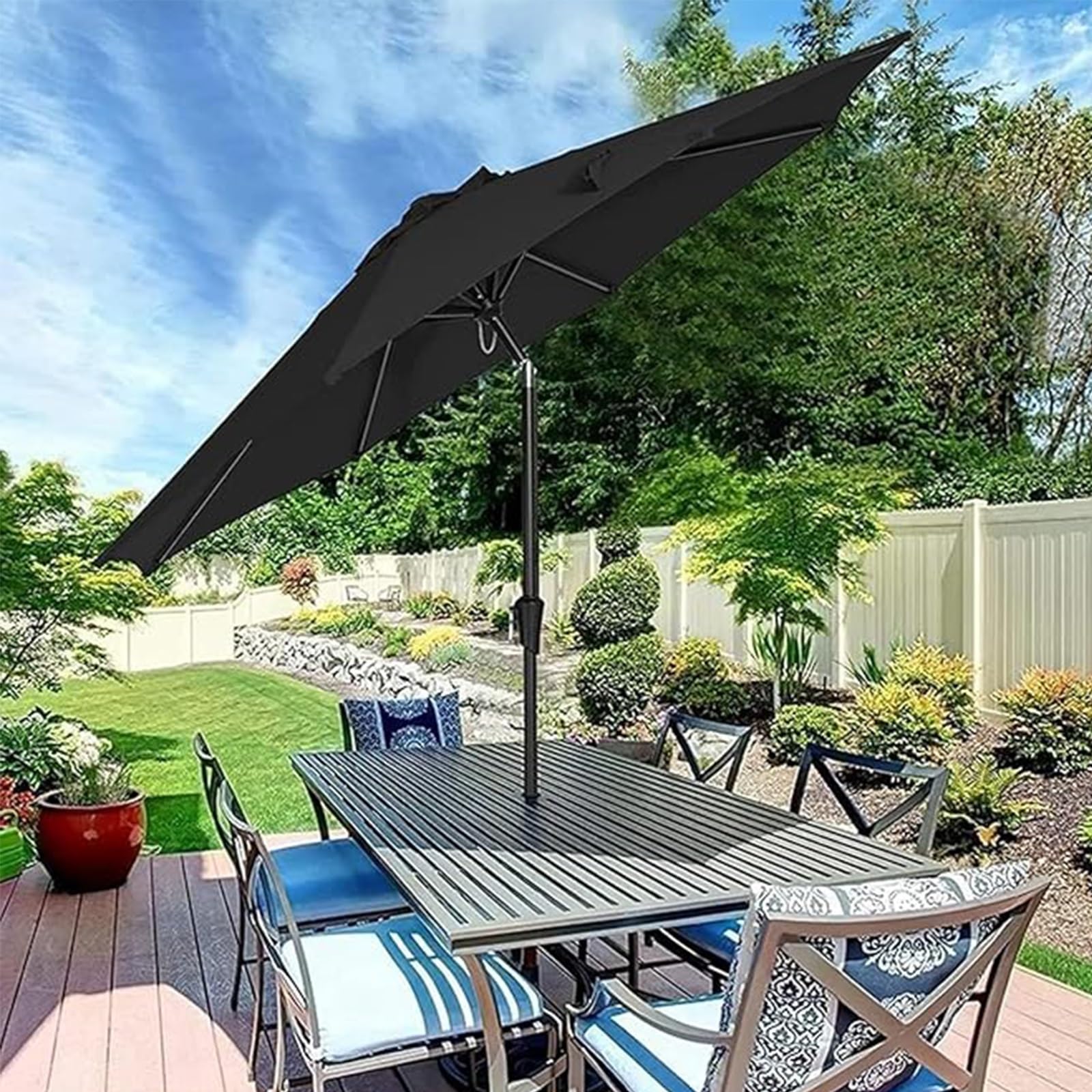 Trwały parasol ogrodowy 350 cm, zapasowy baldachim, 8 żeber, ochrona przed promieniowaniem UV, 50+, ciemnoszary, poliester, osłona na zewnątrz do 270 cm, parasole tarasowe