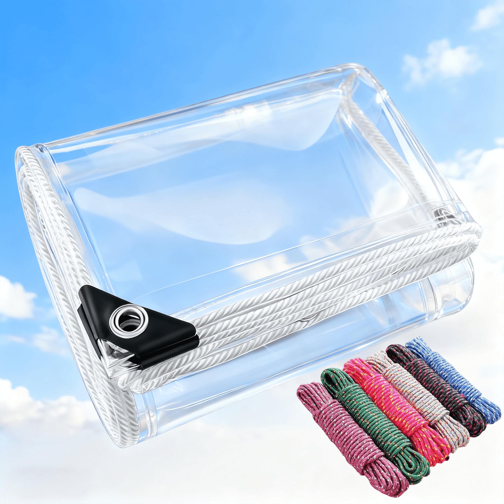 Lona transparente de PVC de alta resistencia con ojales para tejado y exterior
