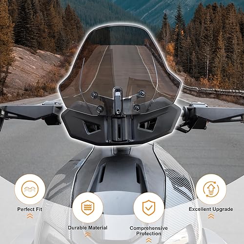 Miniatura 4 de Parabrisas ajustable para todos los modelos Can-Am Ryker, frontal oscuro tintado, a prueba de polvo, duradero, con revestimiento duro, protector