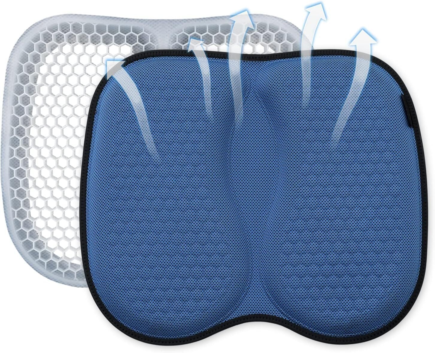 Cuscino ortopedico in gel a nido d'ape, per alleviare il dolore alla sciatica, antiscivolo, per auto/ufficio/sedia a rotelle, con comfort rinfrescante (blu)