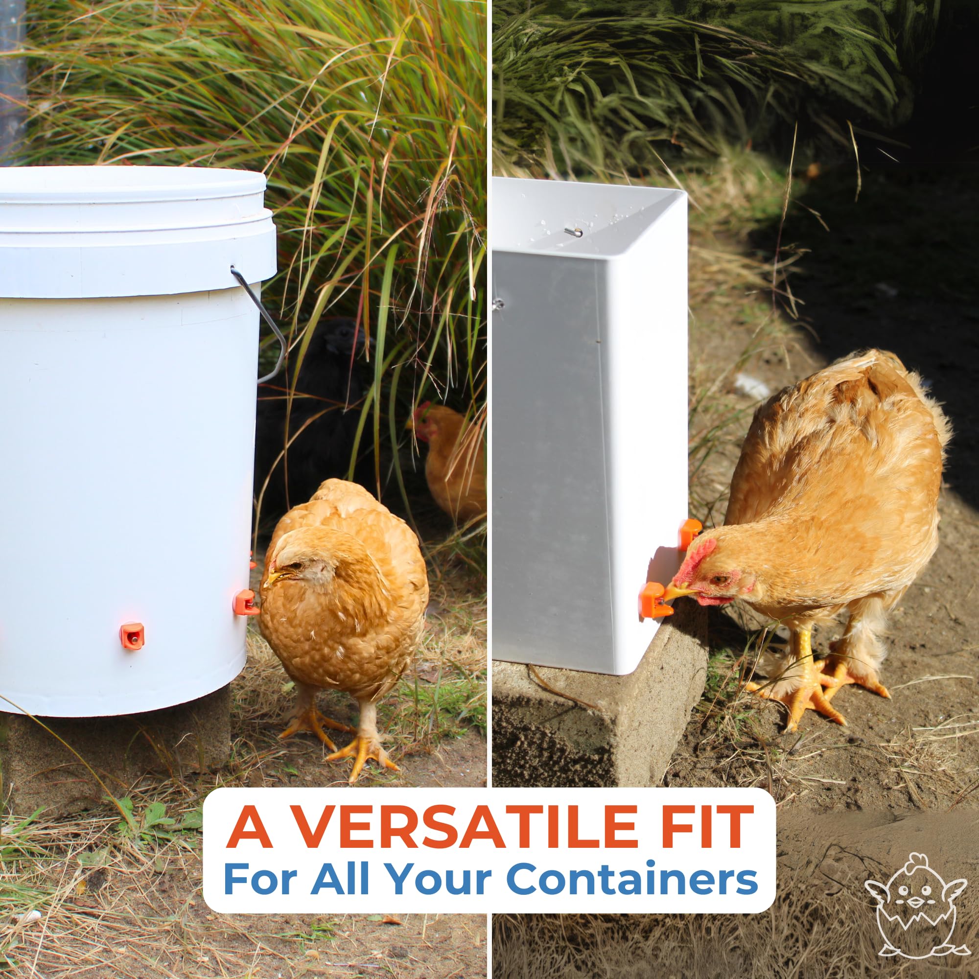 Lil'Clucker Pezones de riego horizontales de pollo, paquete de 15 bebederos de pezones de pollo con brocas, sistema automático de riego de pollo fácil de instalar, alimentador de agua de pollo sin