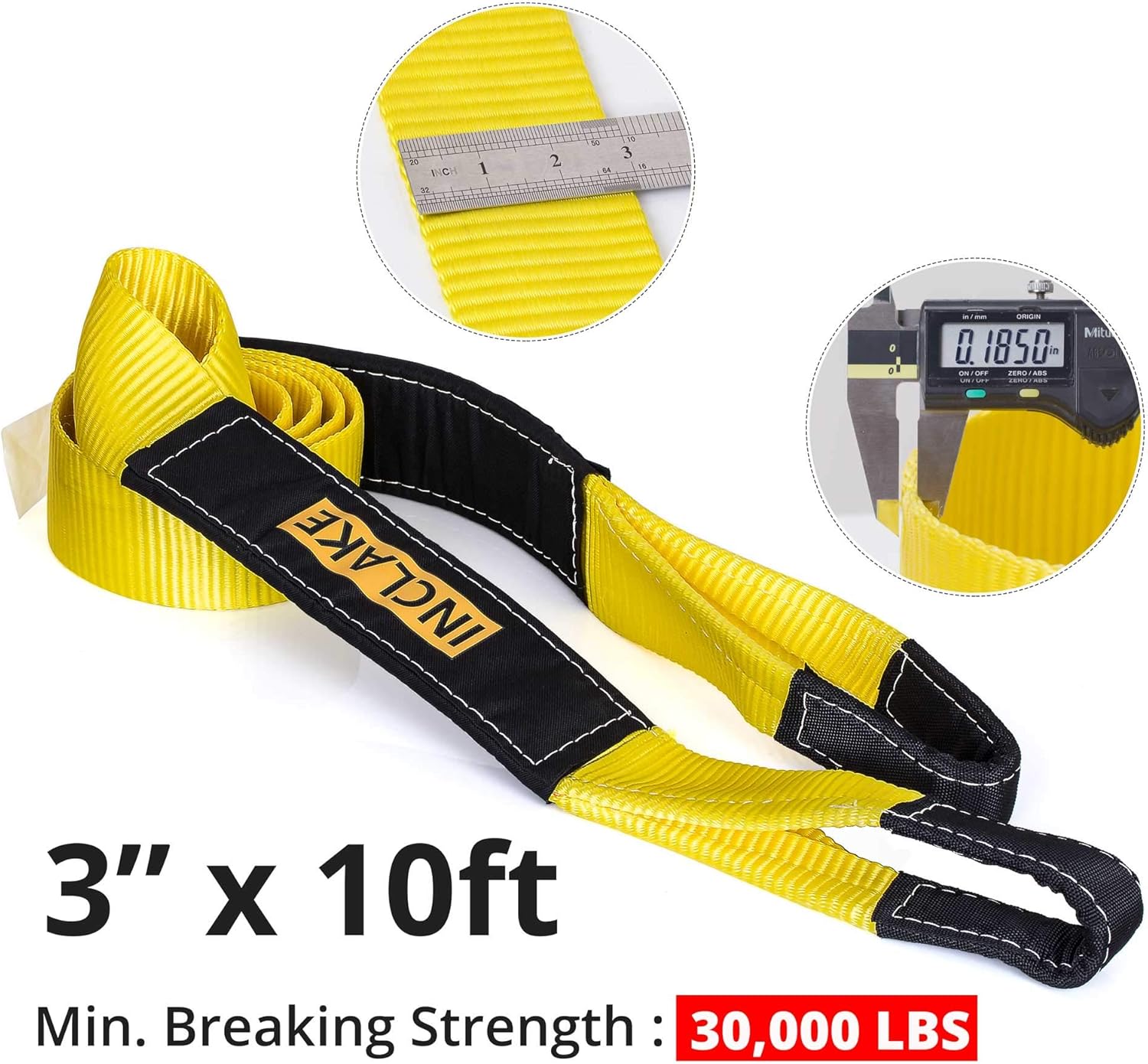 Tow Strap Recovery Kit-3'' x 10ft (30,000 lbs. Break Strength) +3/4" D Ring Shackles （62,831 LBS Break Strength）(2pcs.)-Heavy Duty Recovery Kit -Off Road Towing Accessory for Jeeps & Trucks : Everything Else