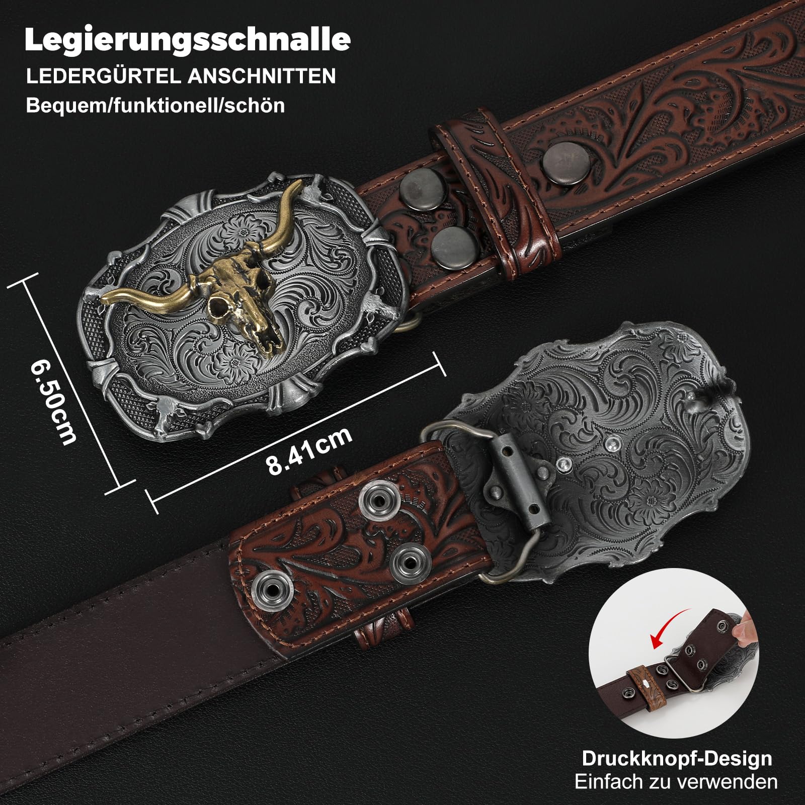 BELTROAD Western Leder Schnalle Gürtel für Männer Frauen Cowboy Cowgirl Herren Ledergürtel für Jeans Weihnachten Herrengürtel Geschenke