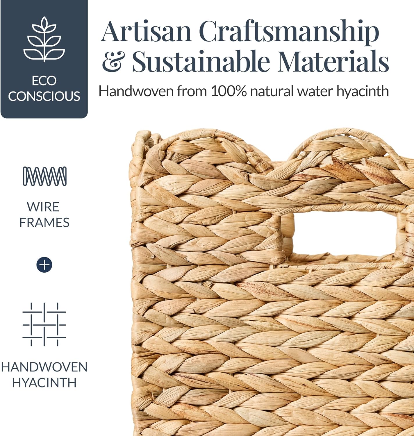 Best Choice Products 10.5x10.5in Scalloped Hyacinth Baskets, Set Of 5 Multipurpose Collapsible Storage Organizer, Handwoven Laundry Totes for Bedroom, Living Room, Shelves – Natural