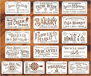 Farmhouse Stencils for Painting on Wood Kitchen Paint Stencils Flower Farm Vintage Sign Craft Stencils for Wood Burning Projects Reusable Wall Fabric Canvas (16 Farmhouse)