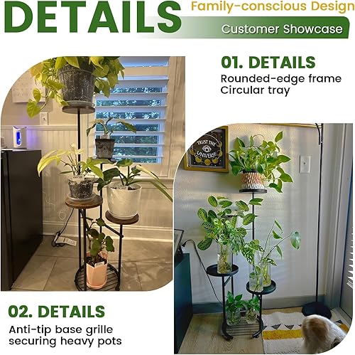 Miniatura 6 de TOSKING Soporte alto para plantas de 5 niveles para interiores y exteriores, soporte de esquina resistente con estante para plantas que ahorra