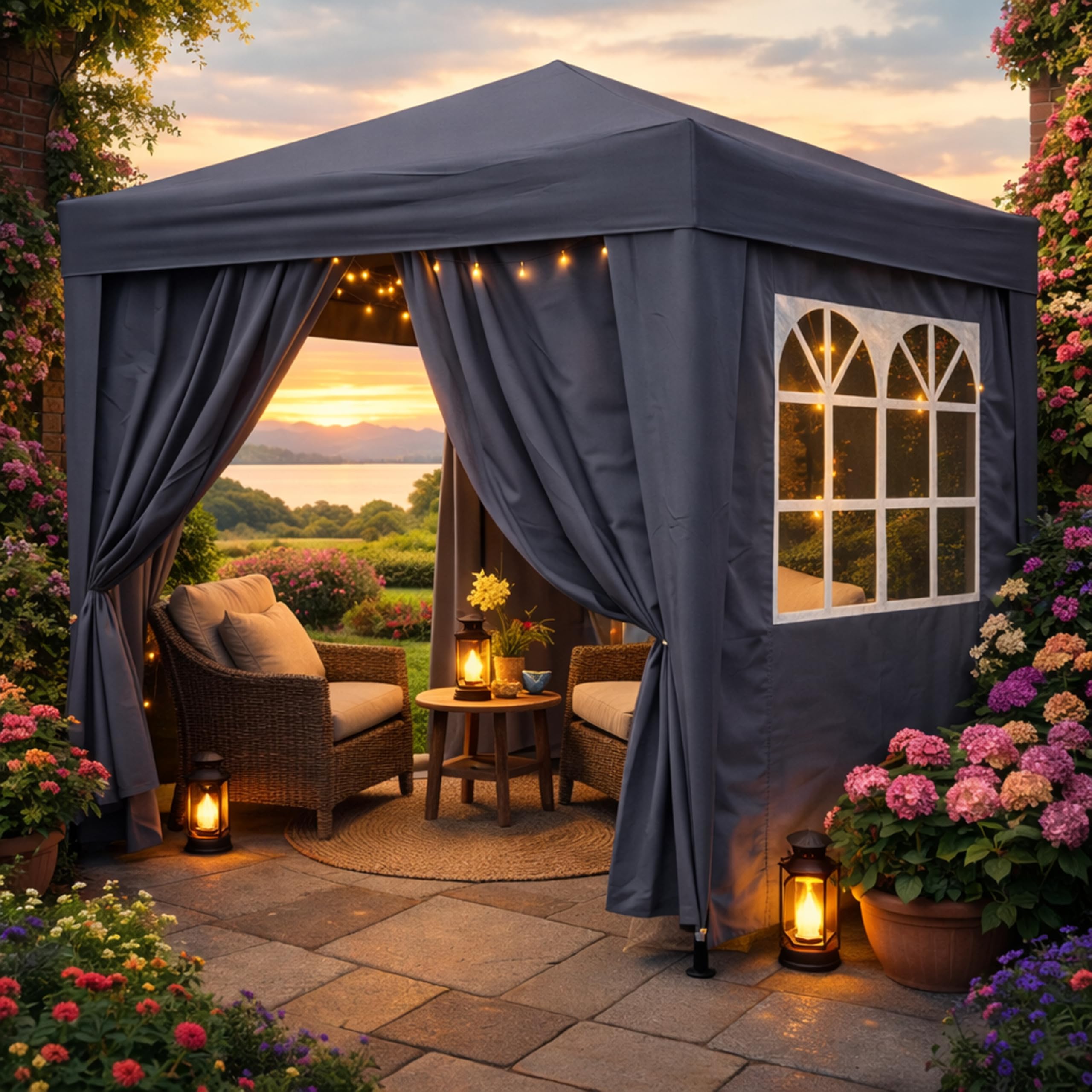 QUICK STAR Pawilon pop-up 2,5 x 2,5 m szary Smoky z 4 ?ciankami bocznymi Easy-Krzep, 4 ci??arkami