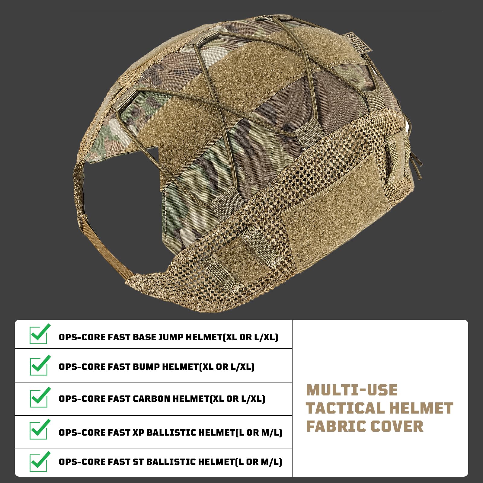 OneTigris Helmet Cover, Tactical Fast Helmet Cloth for Fast PJ Helmet in Size M/L, Bump Helmet in Size XL or L/XL - No Helmet ZKB16
