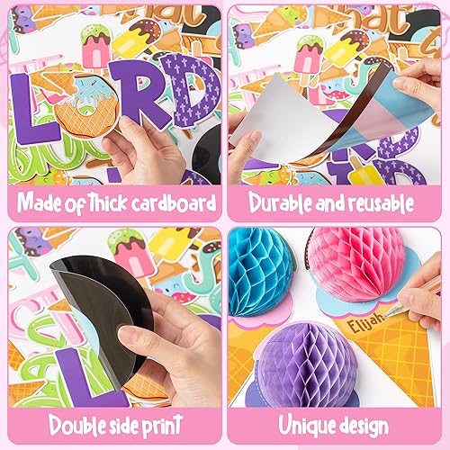 Miniatura 5 de CY2SIDE 73 recortes cristianos para el aula con texto en inglés Taste and See That the LORD is Good para el aula de anuncios, borde de Jesús, helado