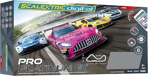 Scalextric C1436M ARC PRO - Pro Platinum GT - Juego de pistas de carreras de coches con ranura de alimentación de Mains Power, juego a escala 132,