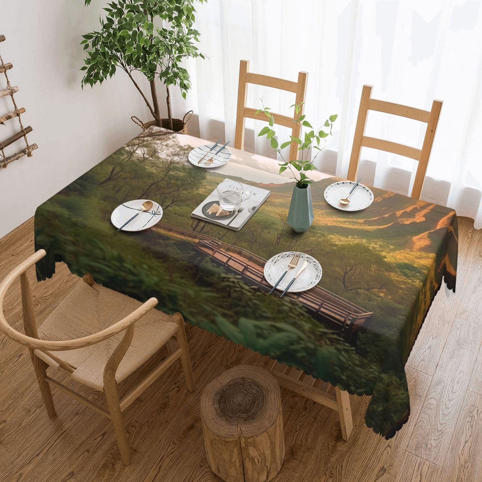 Nappe rectangulaire de fête et cuisine imprimé parc sauvage 137 x 183 cm