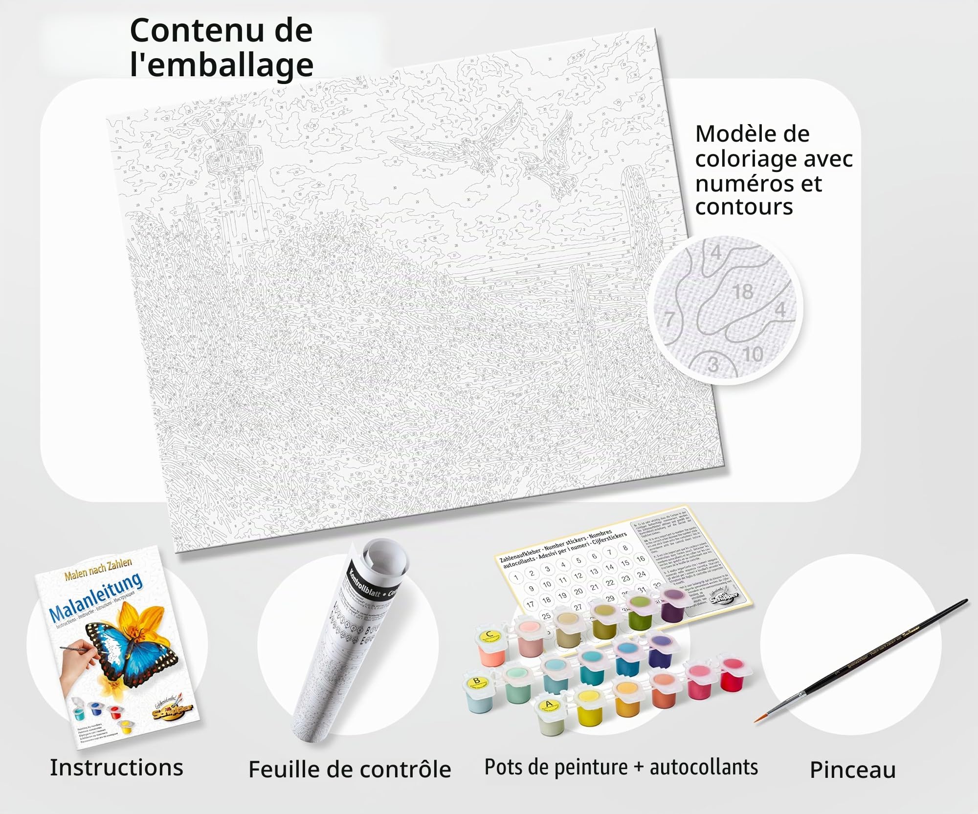 Noris Schipper 609130790 Peinture par numéros – Un Salut du Jardin de Ferme – Images de Peinture pour Adultes avec pinceaux et peintures acryliques 40 x 50 cm Multicolore