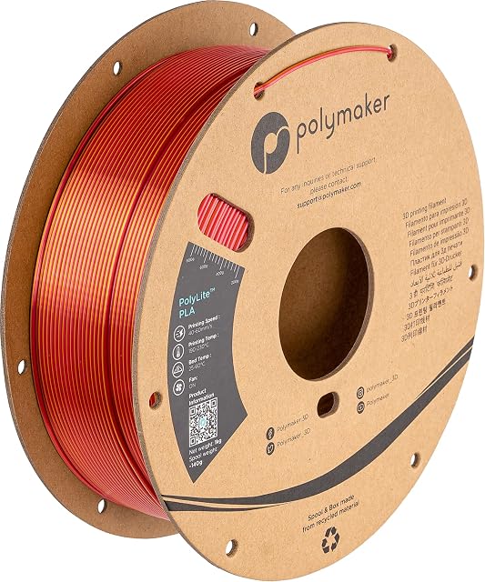 Polymaker PolyLite Silk PLA Dual Color - 1.75mm - 1 kg - Sunset Gold-Red