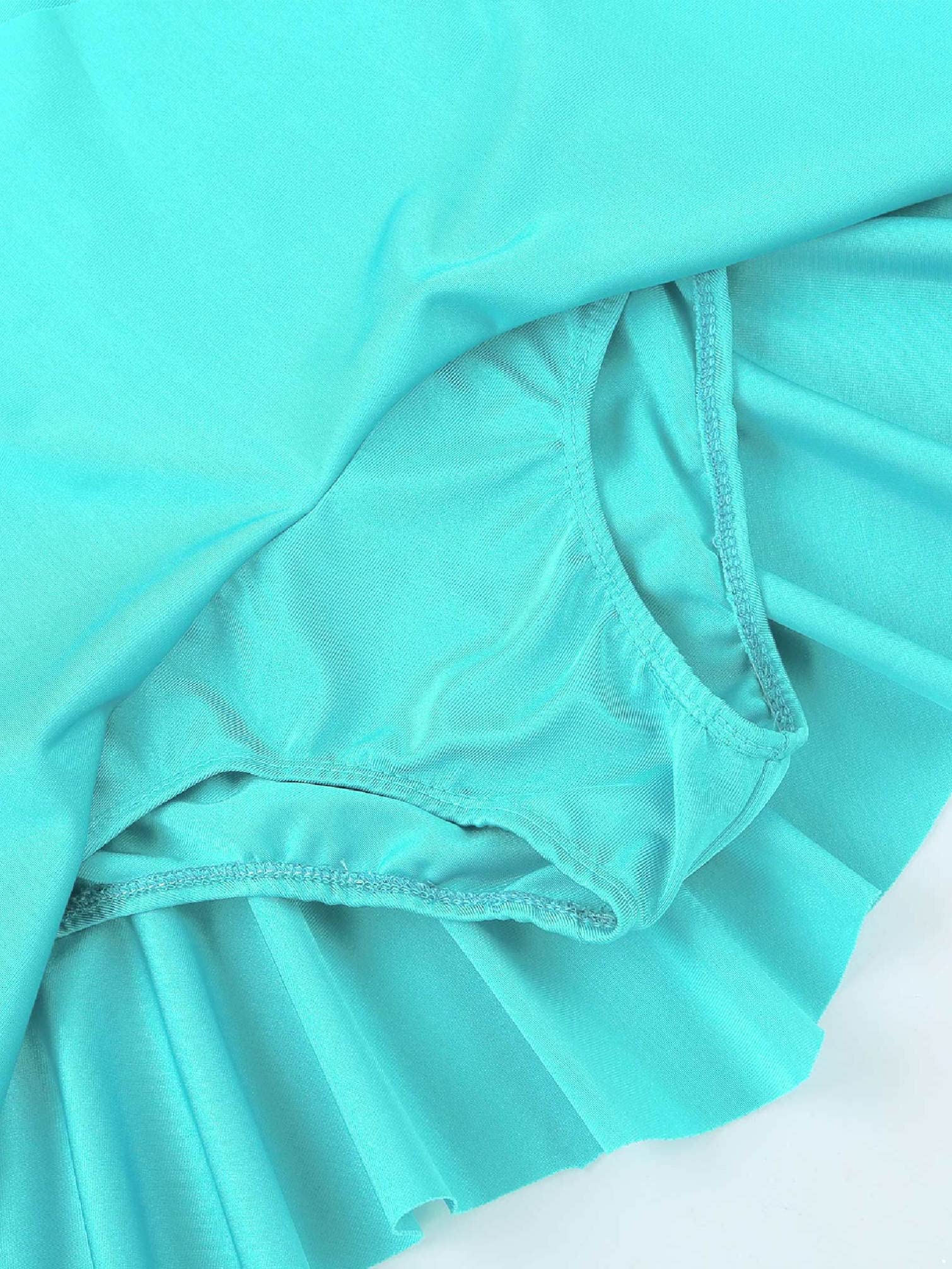 TiaoBug Mädchen Eiskunstlauf Kleid Ballettkleid Ballettanzug Langarm Body Ballett Trikot Turnanzug Eislaufen Bekleidung Wett­be­werb Kostüm gr. 98-164