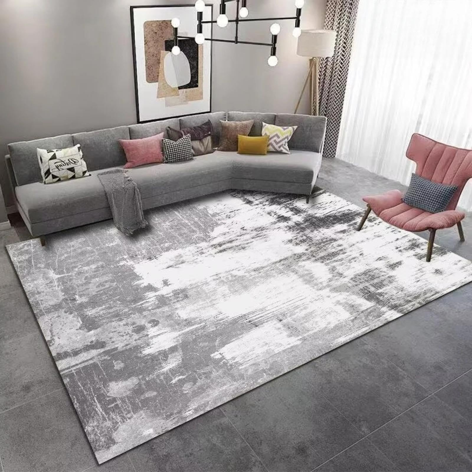 Tapis de salon délavé à l'encre 120x160 cm idéal sous une table basse