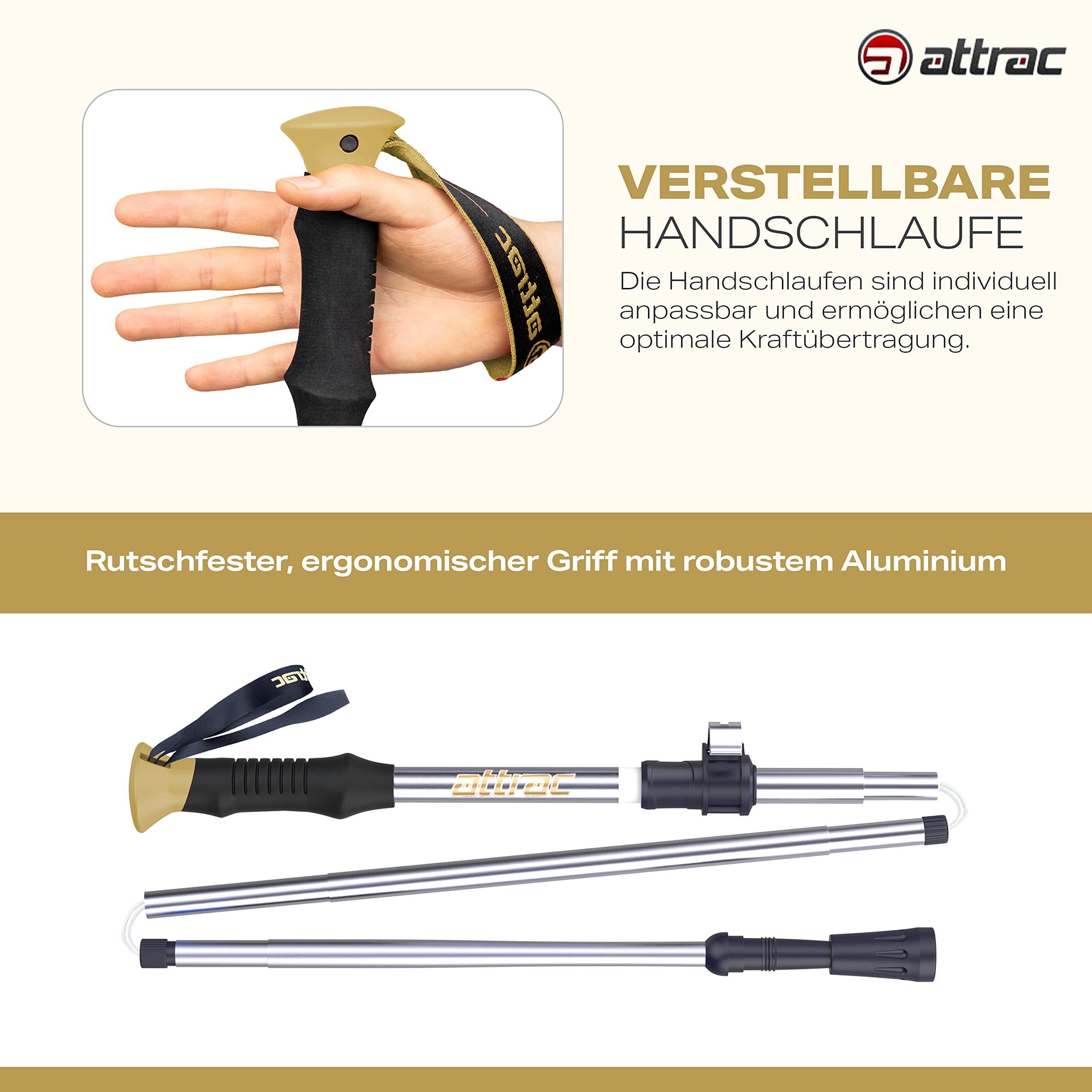 ATTRAC Bastoncini trekking con Sistema telescopico, Anti-Shock e