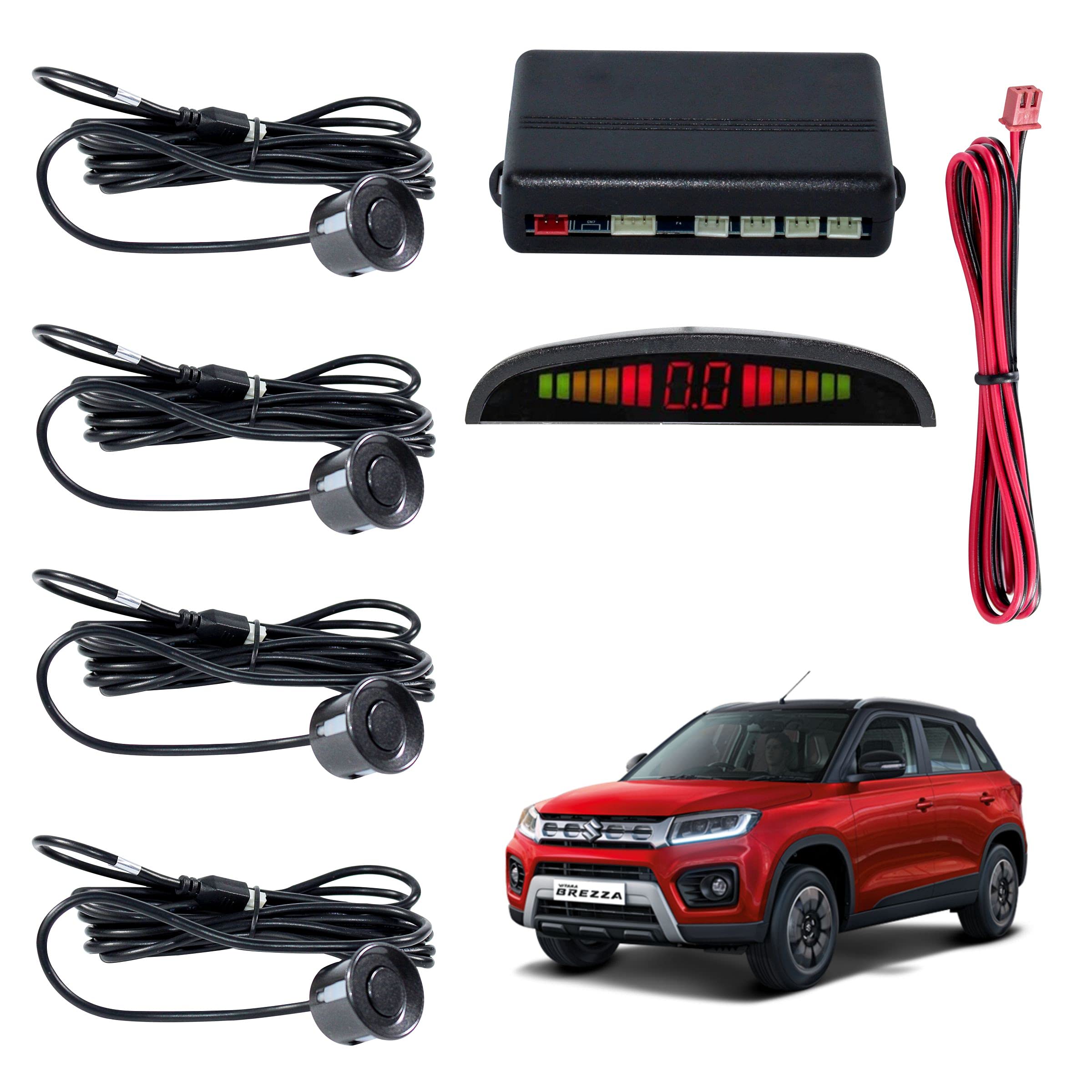 Car Reverse Parking Sensor with LED Display 4 Sensor Reverse Parking Auto Radar Detectors For Maruti Suzuki Vitara Brezza (Black)-picture-17