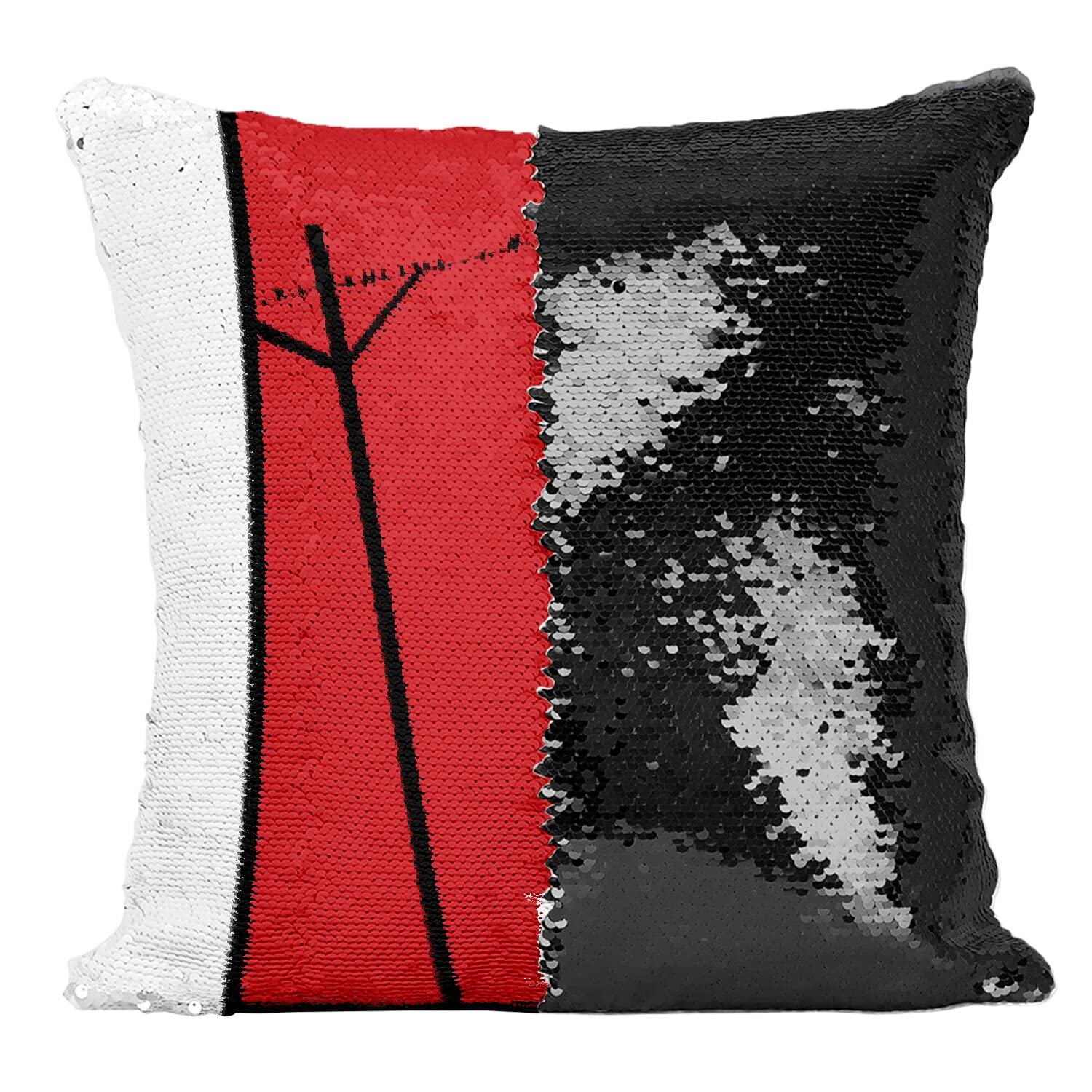Coussin Les Oiseaux film horreur avec housse sequin paillettes noir