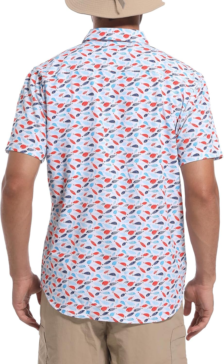 Ecosunny Hawaiian Shirt for Men Button Down Short Sleeve UPF 50+ Breathable Fishing Beach Travel Hiking Shirts with 2 Pockets