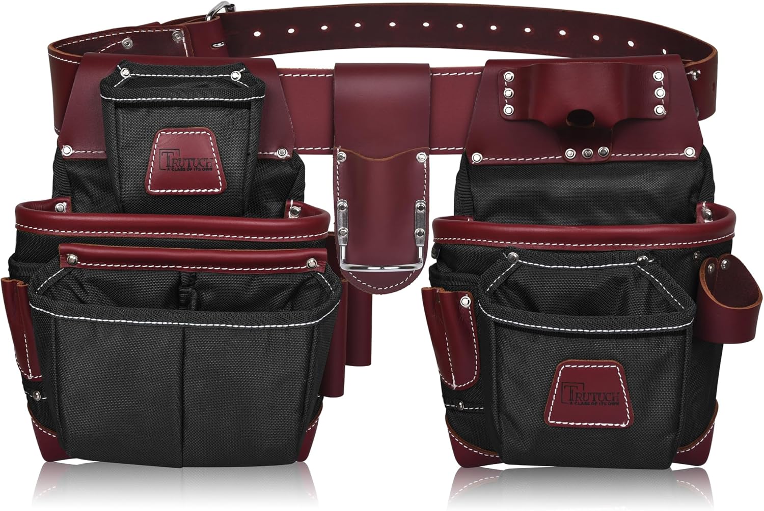 Nylon and Leather Tool Belt | Framing Tool Bags | Leather Tool Belts | Nylon Tool Pouch | Carpenter Tool Belt | Construction | Framers | Electrician Tool Belt (BLACK)