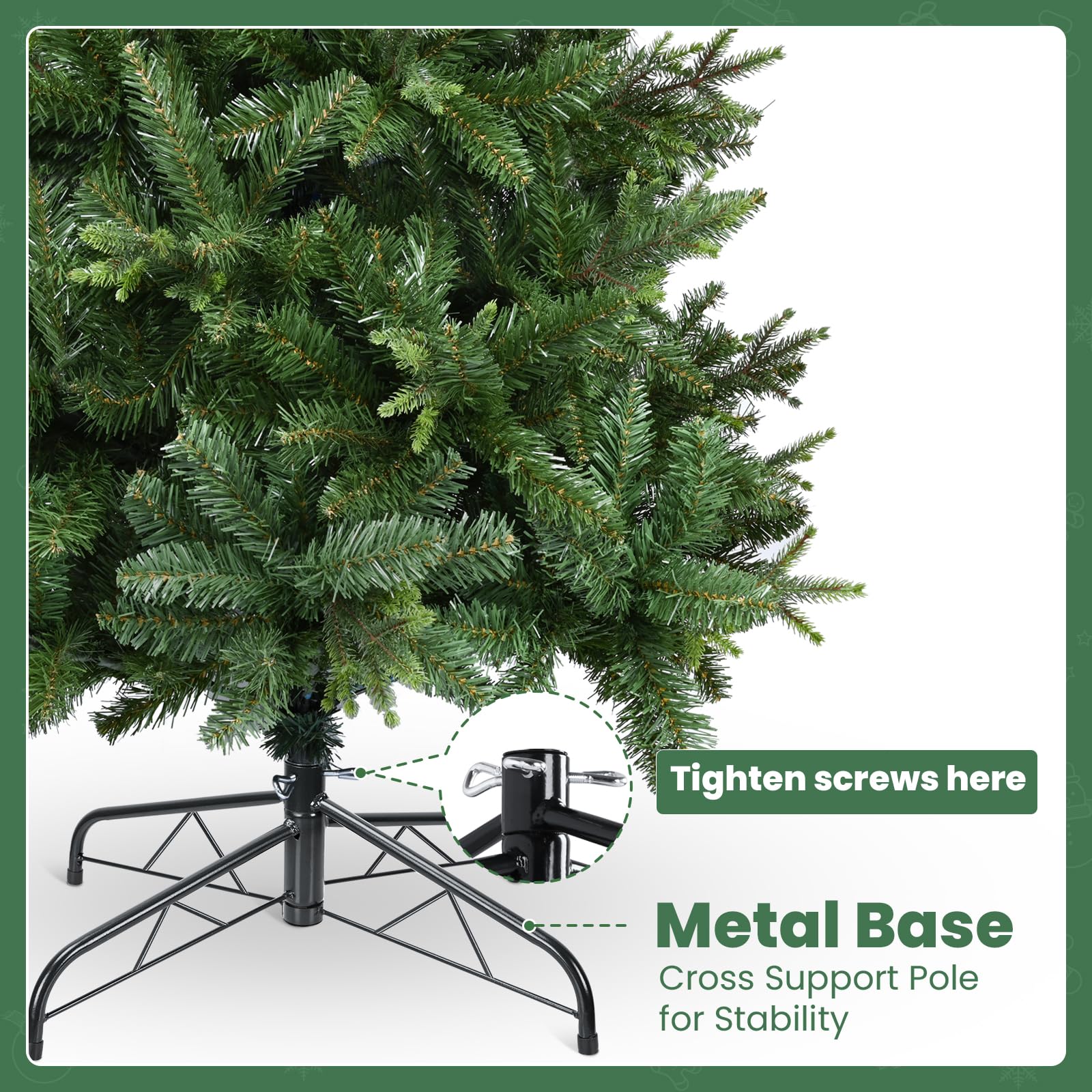 YEAUPE PRO Árbol de Navidad Artificial 165 cm con 800 Puntas, PVC + PE | Base Metálica Resistente Incluyendo una Cinta Decorativa de 9 m | para Interior y Exterior