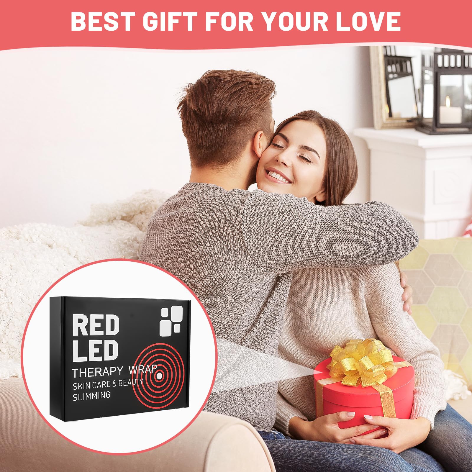 Cinturón de luz roja, 140 LED de 660 nm de luz roja y 850 nm de luz infrarroja cercana con 6 ajustes de tiempo, 5 niveles de masaje, 2 modos de luz para piernas, espalda, cintura, hombros