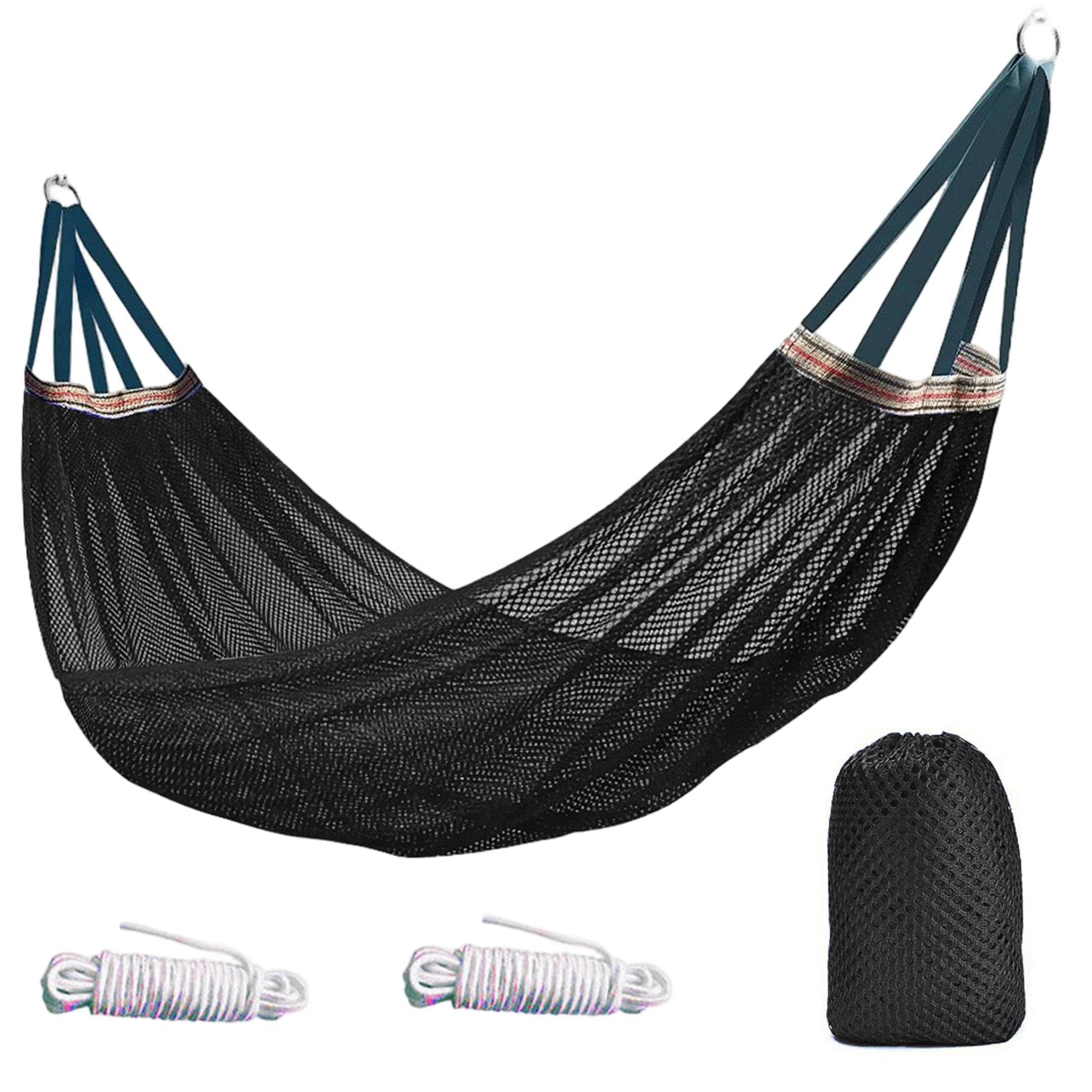 Camping Hammock Lightweight Portable, Anti-roll Breathable Mesh Outdoor Hammock With Tree Straps & Carry Bag, Black (102.36x51.18in), Camping Lightweight Portable