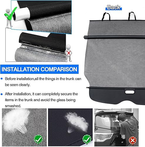 Miniatura 6 de Powerty Compatible con funda de carga Jeep Grand Cherokee 2011-2019 2020 2021 retráctil para maletero sin espacio no es compatible con Grand