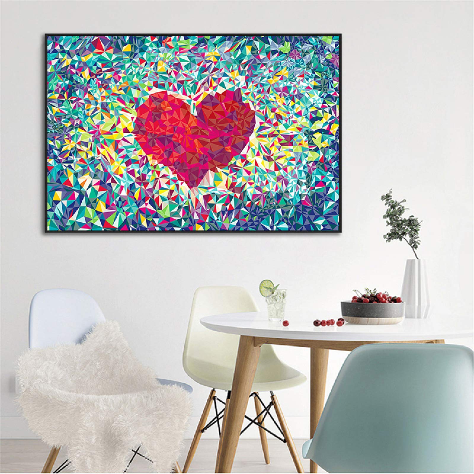 Amazon.co.jp: モダンカラフルなハート型のキャンバス絵画壁アート 