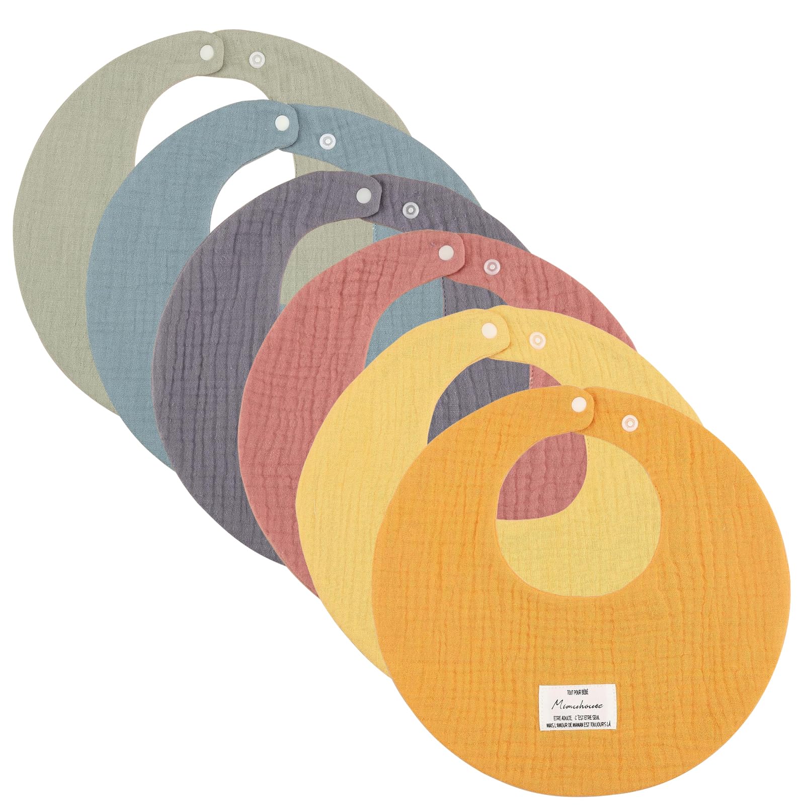 CubePlug 6-Pack Baby Bandana Bibs, 100% Cotton Drool Bibs for Newborns & Toddlers, Ultra-Soft Snap Closure, A-Class Certified